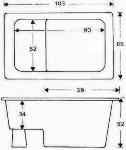 Zitbad Vrijstaand Marinella Rechthoek 65x105x52cm Polypropyleen Mat Wit -Badkamerartikelen Winkel 1011x1200