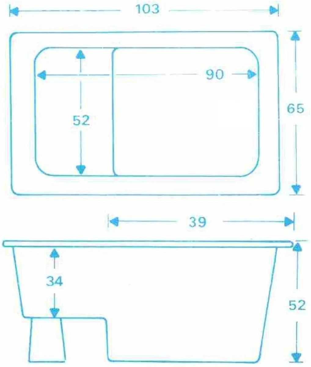 Saqu Zitbad - Mobiel Bad - 103x65cm - Wit - Incl Bijbehorende Poot En Zonder Afvoer 5 Saqu Zitbad - Mobiel Bad - 103x65cm - Wit - Incl Bijbehorende Poot En Zonder Afvoer - Afbeelding 5