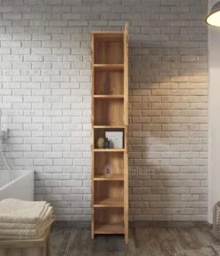 Badplaats Badkamerkast Nemo 32 Cm X 29 Cm X 167 Cm - Eiken - Staande Kolomkast Met Twee Deuren -Badkamerartikelen Winkel 1029x1200 3