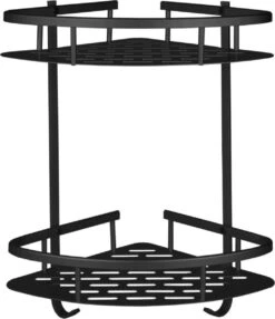 Merkloos Doucherek 2 Laags - Douche Rek Zwart Hangend - Incl 2 Haken Badkamer Accessoires -Badkamerartikelen Winkel 1034x1200