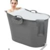 EKEO Zitbad - 210L - Mobiele Badkuip - Bath Bucket - Ijsbad- Tuinbad - Grijs