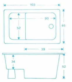 Zitbad Vrijstaand Marinella Rechthoek 65x105x52cm Polypropyleen Mat Wit -Badkamerartikelen Winkel 1053x1200