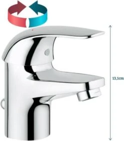 GROHE Euroeco Wastafelkraan - Met Trekwaste - Chroom - 23262000 -Badkamerartikelen Winkel 1057x1200 2