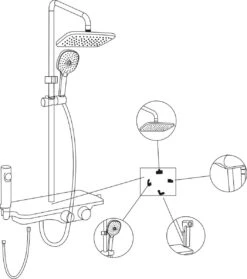 Regendoucheset - 30 Cm - Zwart - Thermostaatkraan, Handdouche & Sproeier -Badkamerartikelen Winkel 1061x1200 1