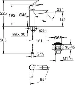 GROHE QuickFix Start Waterbesparende Wastafelkraan - Met EcoJoy® - Incl. Push-open Waste - Chroom - 23746002 -Badkamerartikelen Winkel 1062x1200 1