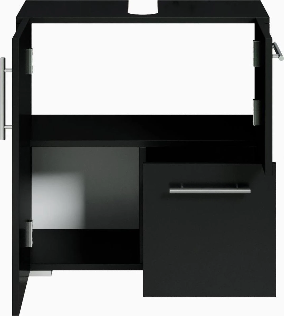 Badplaats Wastafel Onderkast Mars 60 Cm X 30 Cm X 60 Cm - Zwart - Badkamerkast – Staand Wastafelmeubel 2 Badplaats Wastafel Onderkast Mars 60 Cm X 30 Cm X 60 Cm - Zwart - Badkamerkast – Staand Wastafelmeubel - Afbeelding 2