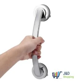 Handgreep Met Zuignap - Deurgreep -Badkamer Handgreep Met Zuignap - Douche - Helping Hand Handvat - Kunstof - Zilver - Groot -Badkamerartikelen Winkel 1080x1200 2