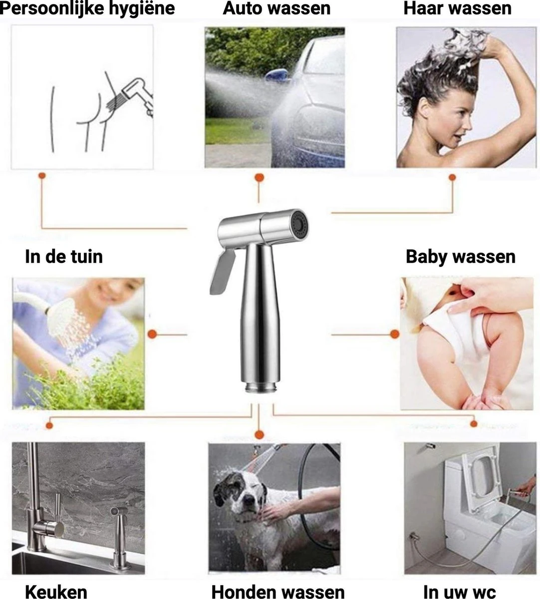 El Suvon® Bidet Handdouche - Shattaf - Bidet Sproeier - Bidetkraan 10 El Suvon® Bidet Handdouche - Shattaf - Bidet Sproeier - Bidetkraan - Afbeelding 10