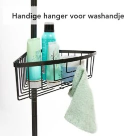 Ogoods Telescopisch Doucherek Inclusief 4 Manden - Zwart - Badkamerrek - Zonder Boren - In Hoogte Verstelbaar - Opbergsysteem -Badkamerartikelen Winkel 1092x1200 1