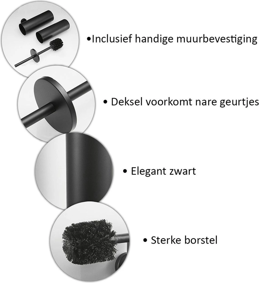 Merkloos Wc Borstel – Toiletborstel – Zwart – Met Houder – Hangend 3 Merkloos Wc Borstel – Toiletborstel – Zwart – Met Houder – Hangend - Afbeelding 3