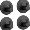 Merkloos Handdoekhaakjes Set Zelfklevend Handdoekhouders Voor Badkamer En Keuken - 4 Stuks - RVS Mat Zwart