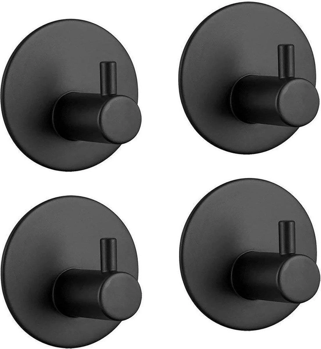 Merkloos Handdoekhaakjes Set Zelfklevend Handdoekhouders Voor Badkamer En Keuken - 4 Stuks - RVS Mat Zwart 1 Merkloos Handdoekhaakjes Set Zelfklevend Handdoekhouders Voor Badkamer En Keuken - 4 Stuks - RVS Mat Zwart