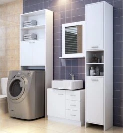 Deuba Badkamermeubel 3 Lades 63x54x30cm Wit Wastafelmeubel Onderkast -Badkamerartikelen Winkel 1106x1200 3