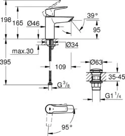 GROHE QuickFix Start Wastafelkraan - S-size - Met Waste - Mat Zwart -Badkamerartikelen Winkel 1107x1200 4