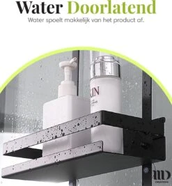 MD Creations ® – Doucherek Zonder Boren - Hangend Met Zuignappen Aan Douchewand – Douchebakje - Doucherek Haak - RVS - 74 X 25 X 10 Cm -Badkamerartikelen Winkel 1110x1200