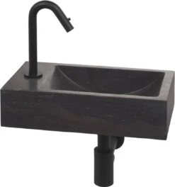 Saqu Tube - Fonteinkraan - Wastafelkraan Voor Het Toilet - Koudwaterkraan - Mat Zwart - C-uitloop -Badkamerartikelen Winkel 1121x1200