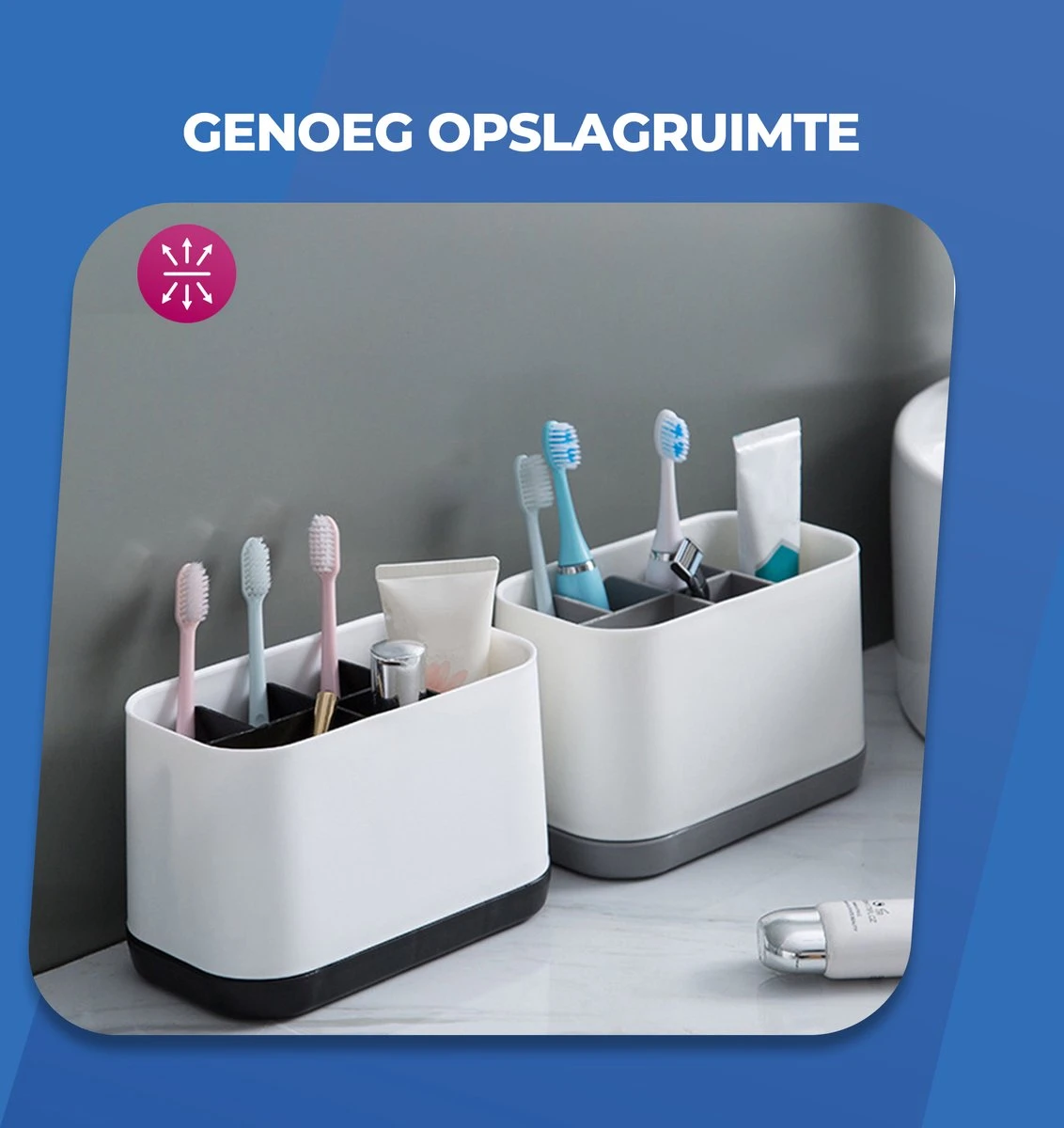 Roegaarden Tandenborstelhouder – Badkamer Organizer – 6 Sorteervakken - Met Lekbak -Wit 5 Roegaarden Tandenborstelhouder – Badkamer Organizer – 6 Sorteervakken - Met Lekbak -Wit - Afbeelding 5