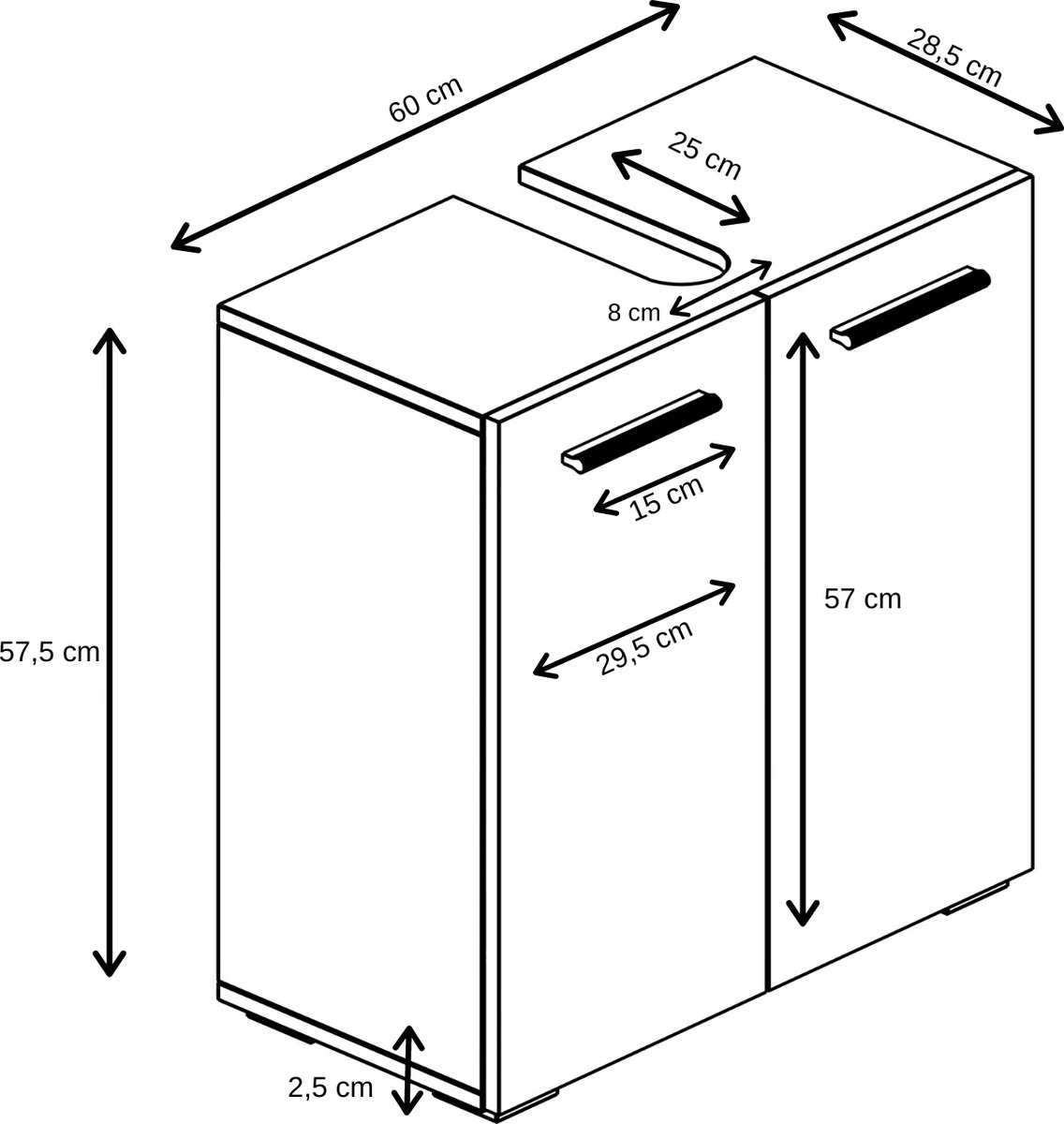 Badplaats Wastafel Onderkast Jupiter 60 Cm X 30 Cm X 60 Cm - Zwart - Badkamerkast – Staand Wastafelmeubel 5 Badplaats Wastafel Onderkast Jupiter 60 Cm X 30 Cm X 60 Cm - Zwart - Badkamerkast – Staand Wastafelmeubel - Afbeelding 5
