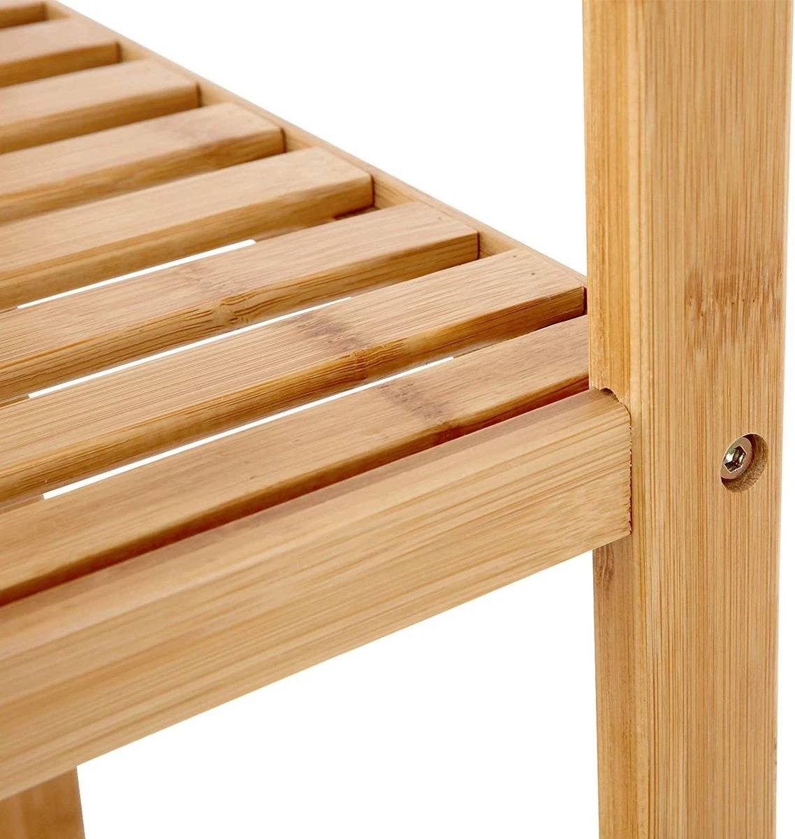 Staand Badkamer Wandrek Met 5 Etages - Smal Opbergrek - 146 Cm Hoog, 33 Cm Breed - Bamboe 2 Staand Badkamer Wandrek Met 5 Etages - Smal Opbergrek - 146 Cm Hoog, 33 Cm Breed - Bamboe - Afbeelding 2