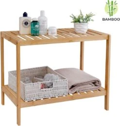 Merkloos Decopatent® Houten Bankje Van Bamboe - Badkamer - Opbergrek - Badkamerkast Rek - Open Badkamerbankje - Opbergen Handdoeken Rek -Badkamerartikelen Winkel 1147x1200 1