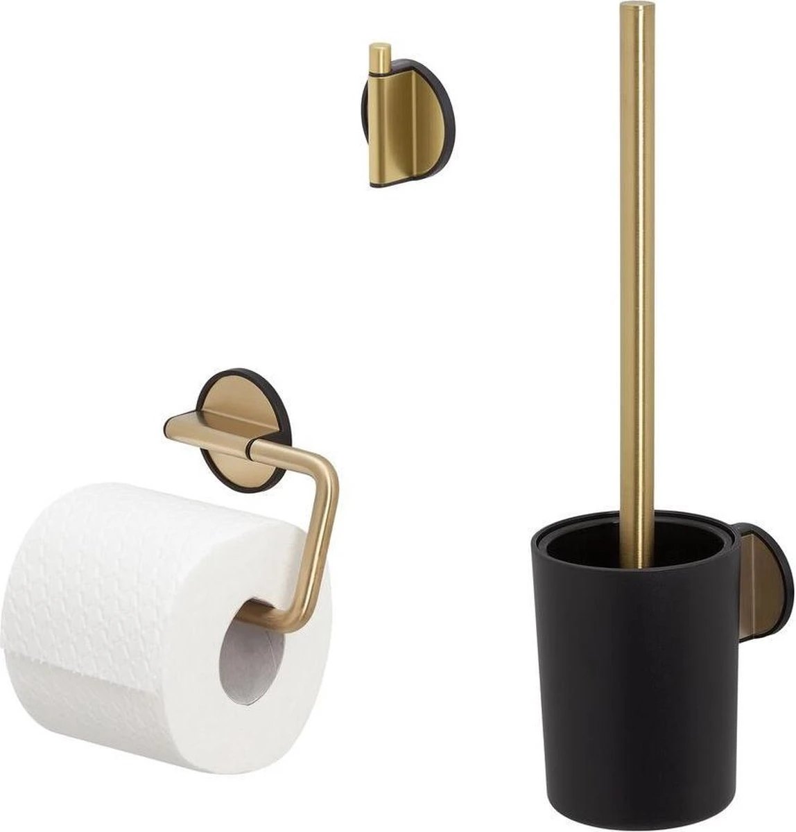 Tiger Tune - Toiletaccessoireset - Toiletborstel Met Houder - Toiletrolhouder Zonder Klep - Handdoekhaak – Messing Geborsteld / Zwart 1 Tiger Tune - Toiletaccessoireset - Toiletborstel Met Houder - Toiletrolhouder Zonder Klep - Handdoekhaak – Messing Geborsteld / Zwart