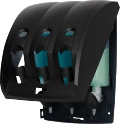 Aquathof, Zeepdispenser, Mat Zwart, 3 Kamer, 3 Reservoirs, 3x350ml, Hangend, Wandmontage -Badkamerartikelen Winkel 1155x1200