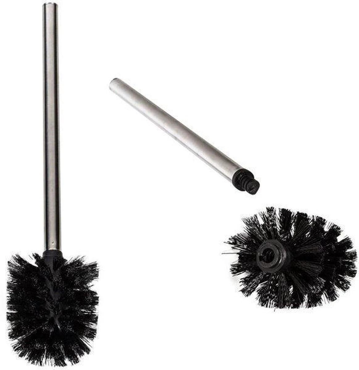 Merkloos Universele Toilet Borstel Zwart Met Handgreep RVS - Wc Borstel - Toiletborstel - Set Van 2 4 Merkloos Universele Toilet Borstel Zwart Met Handgreep RVS - Wc Borstel - Toiletborstel - Set Van 2 - Afbeelding 4