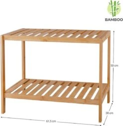 Merkloos Decopatent® Houten Bankje Van Bamboe - Badkamer - Opbergrek - Badkamerkast Rek - Open Badkamerbankje - Opbergen Handdoeken Rek -Badkamerartikelen Winkel 1166x1200 5