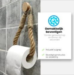 Jelta Toiletrolhouder Zonder Boren- Wc Rolhouder - Zuignap - Zelfklevend - Hout En Touw -Badkamerartikelen Winkel 1170x1200 2