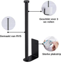 Wc Rolhouder Zonder Boren Toiletrolhouder Reserverolhouder 3 Rollen - Zwart - Badkamer Accessoires - RVS - Hangend -Badkamerartikelen Winkel 1173x1200 2