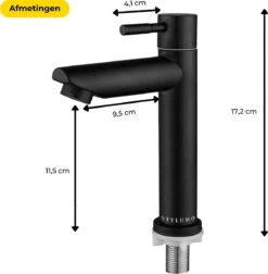 Stylumo Zwarte Toiletkraan – Fonteinkraan Zwart – Koudwaterkraan – WC Kraan – Badkamermeubel Kraan Alleen Koud Water -Badkamerartikelen Winkel 1175x1200 4