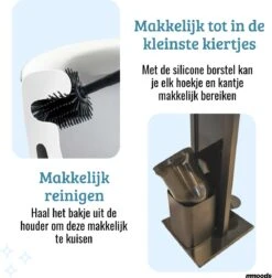 Mmoods Toiletbutler Zwart - WC Borstel Met Toiletrolhouder Vrijstaand - Toiletborstel Siliconen Industrieel Design Mmoods - Reserverolhouder Zonder Boren Staand Met Plankje RVS -Badkamerartikelen Winkel 1177x1200 2