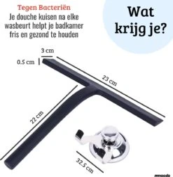 Mmoods Douchewisser Zwart - Douche Trekker Met Zuignap - Vloerwisser Badkamer - Vloertrekker RVS -Badkamerartikelen Winkel 1177x1200