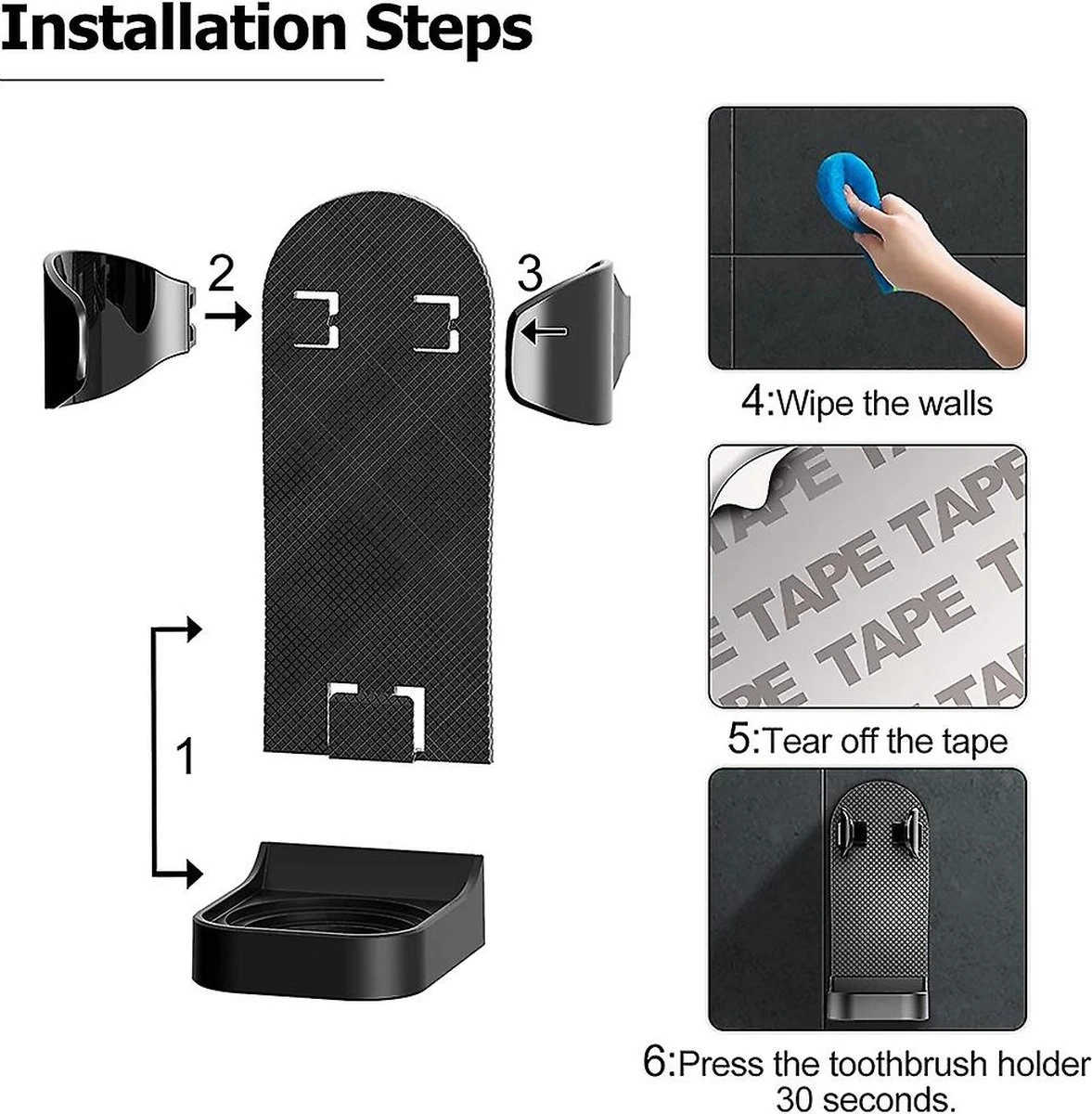 Tandenborstelhouder - Houder Elektrische Tandenborstel - Kleur Zwart - Zonder Boren - Geschikt Voor Oral B Toothbrush - Zelfklevend Hangende Houder 5 Tandenborstelhouder - Houder Elektrische Tandenborstel - Kleur Zwart - Zonder Boren - Geschikt Voor Oral B Toothbrush - Zelfklevend Hangende Houder - Afbeelding 5