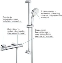 GROHE Grohtherm-1000 Performance Renovatieset - Met Thermostaatkraan, Koppelingen, Glijstang En Hoofddouche - CoolTouch - Chroom -Badkamerartikelen Winkel 1178x1200 5
