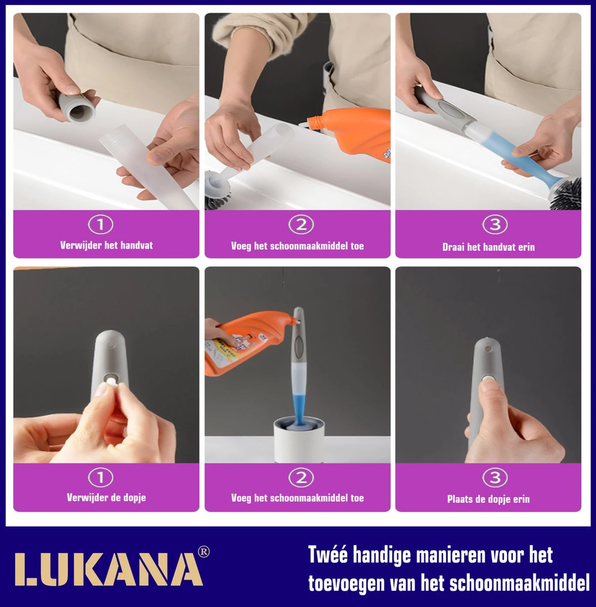 Lukana Siliconen WC Borstel Met Zeepdispenser - Hervulbaar - Vrijstaand Of Hangend - Sneldrogend, Hygiënisch & Antibacteriële Werking - Zonder Boren - Toilet Brush - Toiletborstel Houder - Lekbak 3 Lukana Siliconen WC Borstel Met Zeepdispenser - Hervulbaar - Vrijstaand Of Hangend - Sneldrogend, Hygiënisch & Antibacteriële Werking - Zonder Boren - Toilet Brush - Toiletborstel Houder - Lekbak - Afbeelding 3