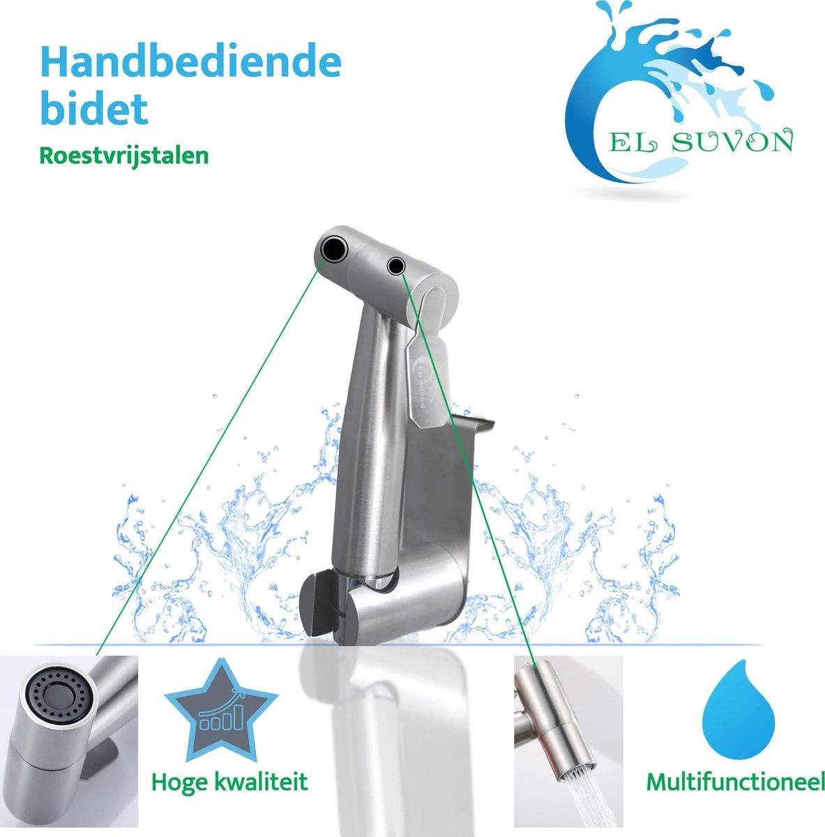El Suvon® Bidet Handdouche - Shattaf - Bidet Sproeier - Bidetkraan 4 El Suvon® Bidet Handdouche - Shattaf - Bidet Sproeier - Bidetkraan - Afbeelding 4