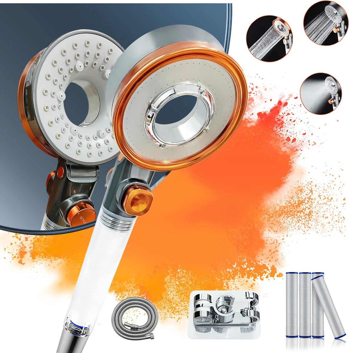 Douchekop - Regendouche Kop - Handdouche Met Hoge Druk - Blazelife Ionische Douchekop - Doucheslang - Dubbele Draaibaar - RVS - Met Slang En Houder 1 Douchekop - Regendouche Kop - Handdouche Met Hoge Druk - Blazelife Ionische Douchekop - Doucheslang - Dubbele Draaibaar - RVS - Met Slang En Houder