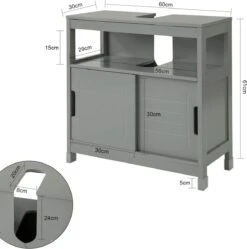 Mara Wastafel Onderkast - Badkamerkast - Badkamermeubel - Schuifdeuren - 60 X 30 X 61 Cm -Badkamerartikelen Winkel 1188x1200 6