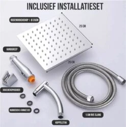 Merkloos Regendouchekop Deluxe | ø 35 Cm | Douchekop Met Slang En Houder | Douchekop | Doucheslang | Douchekophouder | Complete Doucheset | Roestvrij Staal | 360° Draaibaar | Badkamer Accessoires | Elite Pure Chrome Collection 2022 -Badkamerartikelen Winkel 1189x1200 5