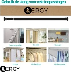 Douchestang Uitschuifbaar 70 - 110 Cm | Douchegordijn Stang | Zwart | Kledingroede Verstelbaar | Ophangsysteem | Kledingstang -Badkamerartikelen Winkel 1192x1200 7