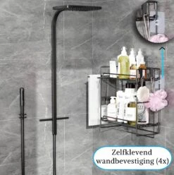 AlShiha®WC Rek - Toiletrolhouder - Badkamer Rek - Zelfklevend (zonder Boren) - Wc Rolhouder - Doucherek Hangend- Badkamerrek - Doucherek - Doucherek Zonder Boren - Toiletrolhouder - Toiletrolhouder Met Plankje -Badkamerartikelen Winkel 1193x1200 4