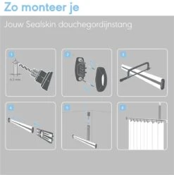 Sealskin - Easy Roll Douchegordijnstangset - 90x90x90 Cm - Wit -Badkamerartikelen Winkel 1194x1200 10
