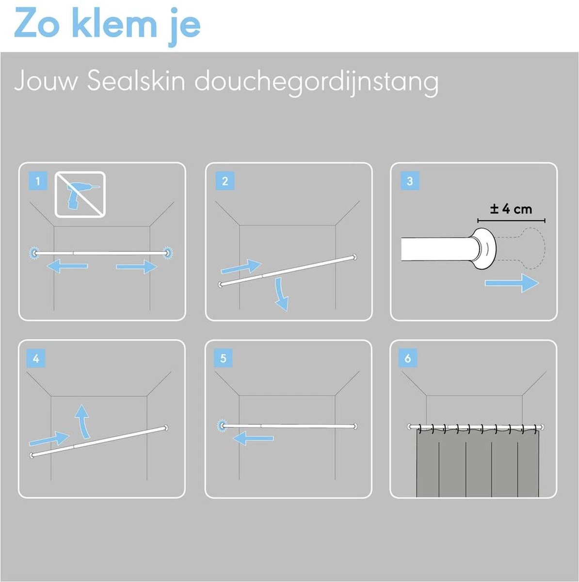 Sealskin Seallux Douchegordijnstang - 80-130 Cm - Zwart 2 Sealskin Seallux Douchegordijnstang - 80-130 Cm - Zwart - Afbeelding 2