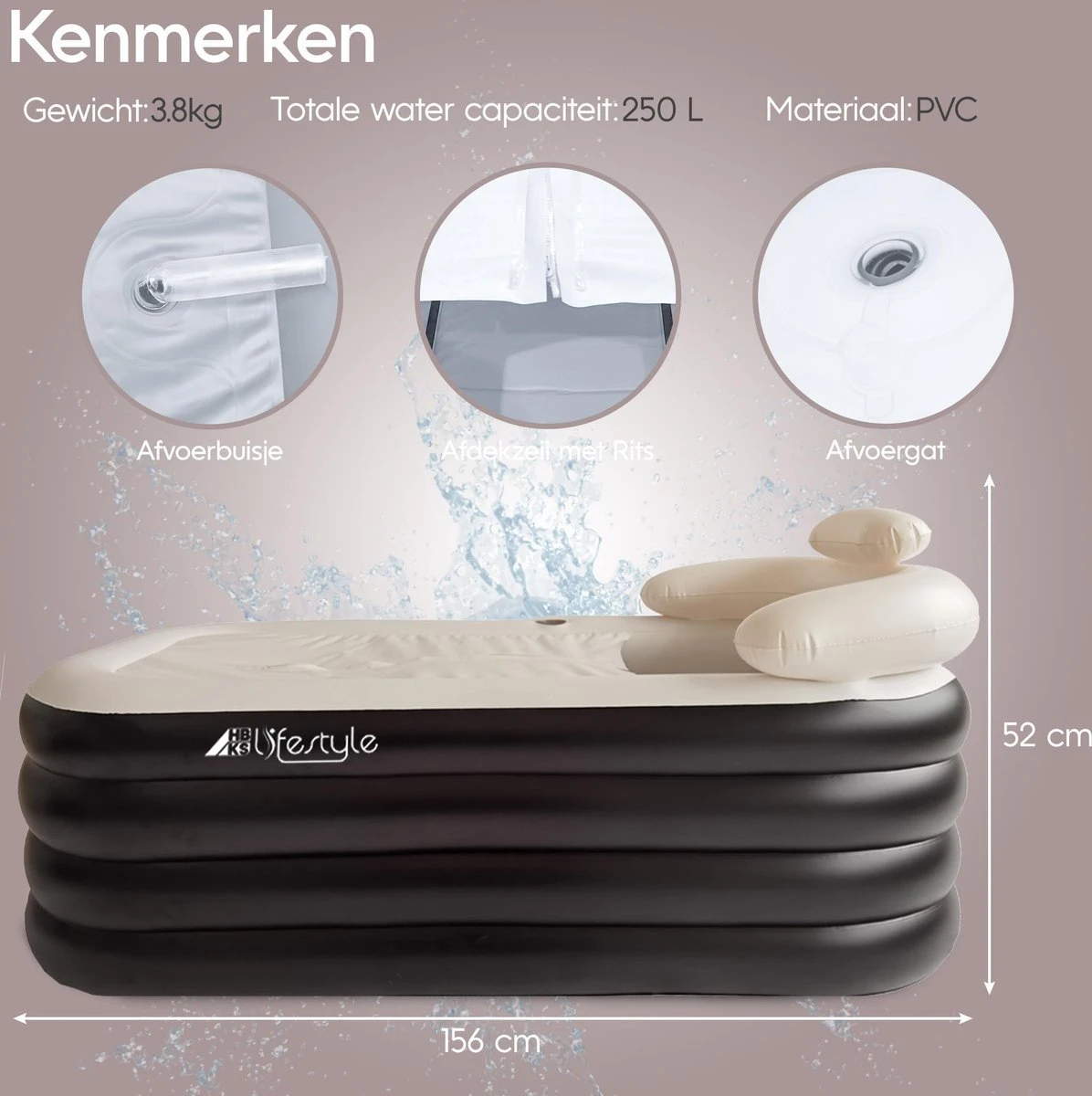 HBKS Lifestyle Bad – Opblaasbaar Ligbad – Bath Bucket – Zitbad Voor Volwassenen - Ijsbad Wim Hof Methode - Badkuip – Ice Bath – Zwart 6 HBKS Lifestyle Bad – Opblaasbaar Ligbad – Bath Bucket – Zitbad Voor Volwassenen - Ijsbad Wim Hof Methode - Badkuip – Ice Bath – Zwart - Afbeelding 6