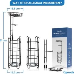 Ogoods Praktische WC Rolhouder – RVS Toiletrolhouder Staand – Rolhouder – Zonder Boren - Toiletrolstandaard - Zwart -Badkamerartikelen Winkel 1197x1200