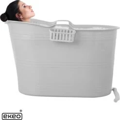 EKEO Zitbad - 210L - Mobiele Badkuip - Bath Bucket - Wit -Badkamerartikelen Winkel 1197x1200 6