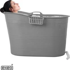 EKEO Zitbad - 210L - Mobiele Badkuip - Bath Bucket - Ijsbad- Tuinbad - Grijs -Badkamerartikelen Winkel 1197x1200 8