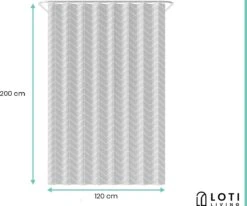 Loti Living Douchegordijn Anti Schimmel – Grijs Patroon - Inclusief Ringen – Waterdicht - Polyester - Douchegordijn 120x200 Cm -Badkamerartikelen Winkel 1200x1000 15