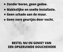 HouseLife™ Doucherek Zonder Boren - Zwart - Zelfklevend - Douchemand - Badkamer Doucherek – 30 Cm - Incl. 2 Sterke Muurstickers -Badkamerartikelen Winkel 1200x1000 4